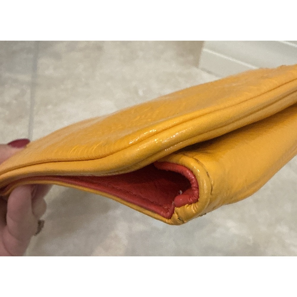 Hobo International Yellow Patent Leather Purse Clutch Preppy Colorful 6x13x1 - Picture 12 of 12